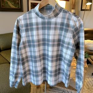 Plaid mock neck